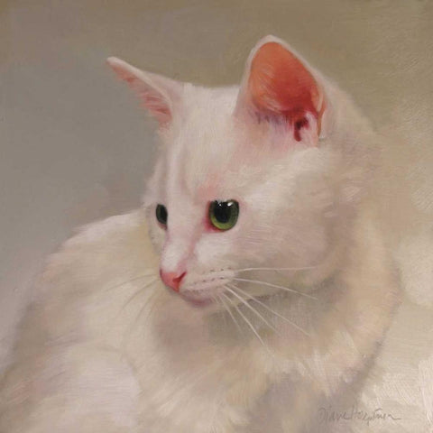 White Kitten Gold Ornate Wood Framed Art Print with Double Matting by Hoeptner, Diane
