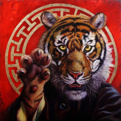 Legend of Tiger Claw Black Modern Wood Framed Art Print with Double Matting by Heffernan, Lucia