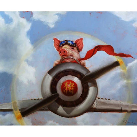 When Pigs Fly Black Modern Wood Framed Art Print by Heffernan, Lucia