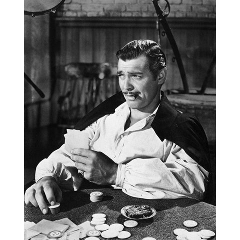 Clark Gable 1939 Gone with the Wind White Modern Wood Framed Art Print by Unknown