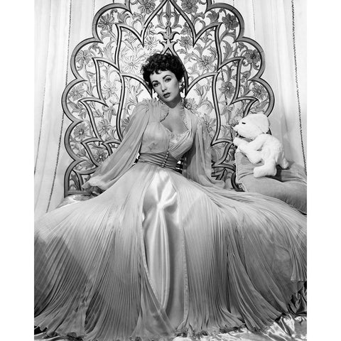 Elizabeth Taylor 1951 Glamour Shoot White Modern Wood Framed Art Print by Unknown