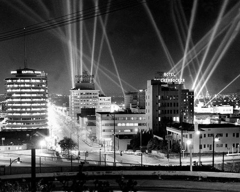 Hollywood Premiere of the Cinerama Dome 1963 White Modern Wood Framed Art Print with Double Matting by Unknown