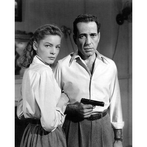 Lauren Bacall and Humphrey Bogart in Key Largo 1948 Gold Ornate Wood Framed Art Print with Double Matting by Unknown