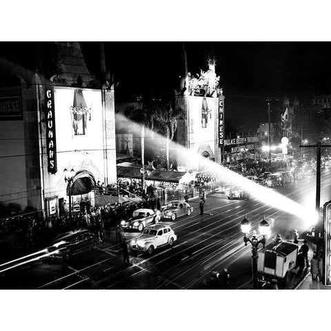 Graumans Chinese Theatre Hollywood Blvd. 1944 Gold Ornate Wood Framed Art Print with Double Matting by Unknown