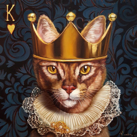 King of Hearts Gold Ornate Wood Framed Art Print with Double Matting by Heffernan, Lucia