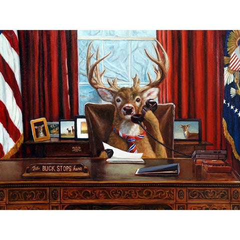 The Buck Stops Here Gold Ornate Wood Framed Art Print with Double Matting by Heffernan, Lucia