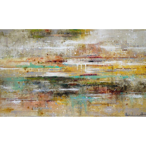 Oasis Reflection Gold Ornate Wood Framed Art Print with Double Matting by Herckenrath, Ingeborg