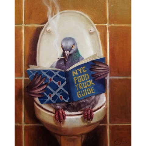 Stool Pigeon Black Modern Wood Framed Art Print with Double Matting by Heffernan, Lucia