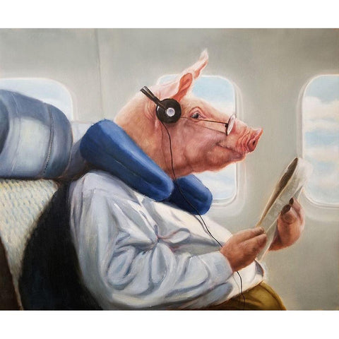 When Pigs Fly No. 2 White Modern Wood Framed Art Print by Heffernan, Lucia