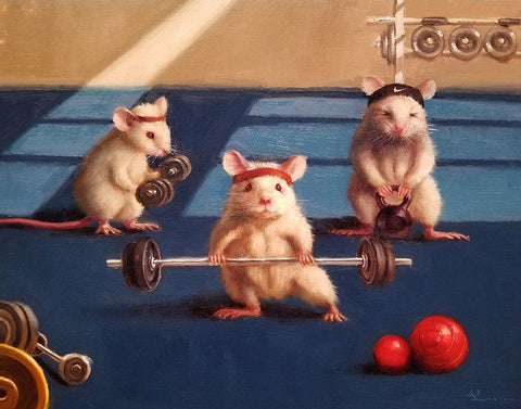 Gym Rats White Modern Wood Framed Art Print with Double Matting by Heffernan, Lucia