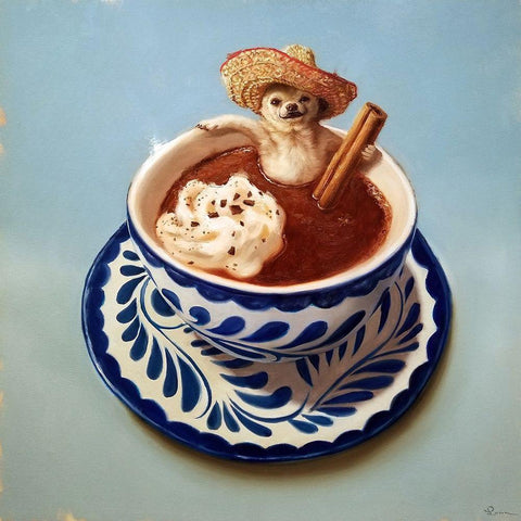 Mexican Hot Chocolate White Modern Wood Framed Art Print with Double Matting by Heffernan, Lucia