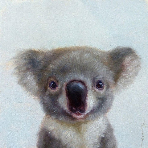 Lil Koala White Modern Wood Framed Art Print by Heffernan, Lucia