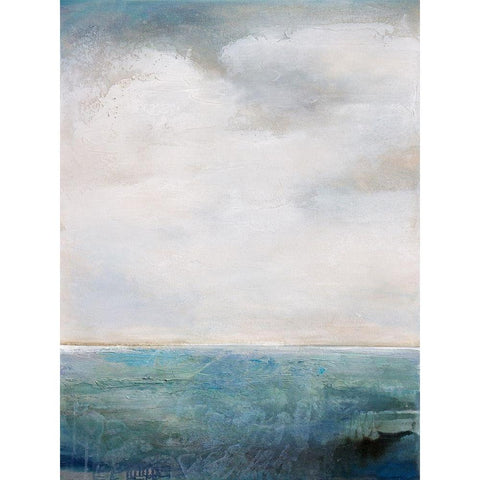 On The Edge of Blue White Modern Wood Framed Art Print by Hale, Karen