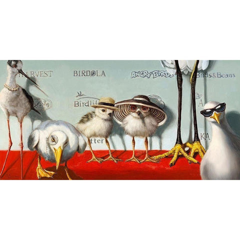Hampton Chicks Black Modern Wood Framed Art Print with Double Matting by Heffernan, Lucia