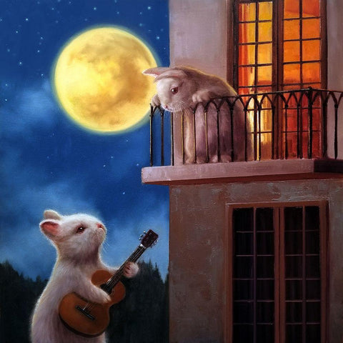 Moonlight Serenade White Modern Wood Framed Art Print by Heffernan, Lucia
