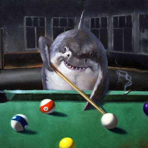 Pool Shark White Modern Wood Framed Art Print with Double Matting by Heffernan, Lucia