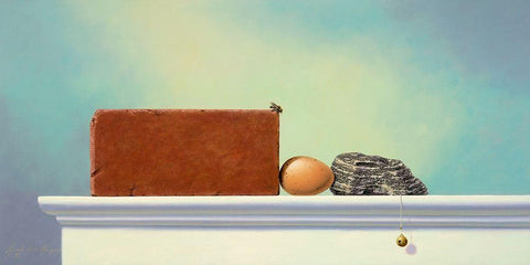 Between a Rock and hard Place White Modern Wood Framed Art Print with Double Matting by Herzog, Linda Ridd