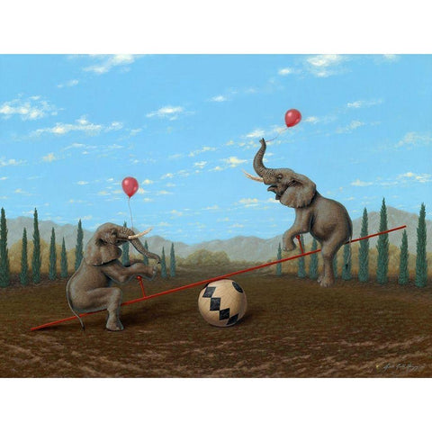 Ed Loves It When He Is Up White Modern Wood Framed Art Print by Herzog, Linda Ridd