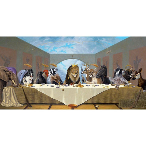 Last Supper White Modern Wood Framed Art Print by Herzog, Linda Ridd