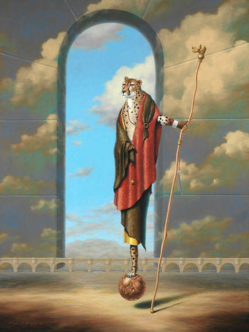 Monty Ridd Cheetah The Visionary Black Ornate Wood Framed Art Print with Double Matting by Herzog, Linda Ridd