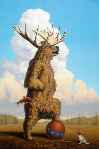 When Griz Grew Up He Wanted To Be A Moose Black Ornate Wood Framed Art Print with Double Matting by Herzog, Linda Ridd