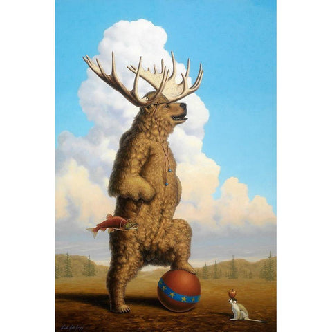 When Griz Grew Up He Wanted To Be A Moose Black Modern Wood Framed Art Print with Double Matting by Herzog, Linda Ridd