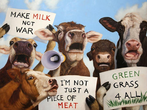 Political Moooovement Black Ornate Wood Framed Art Print with Double Matting by Heffernan, Lucia
