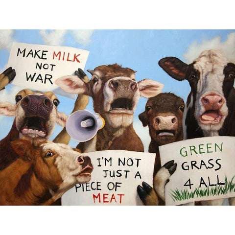 Political Moooovement White Modern Wood Framed Art Print by Heffernan, Lucia