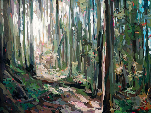 Forest Light White Modern Wood Framed Art Print with Double Matting by Hastie, Joanne