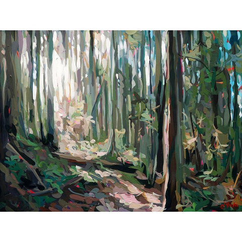 Forest Light Black Modern Wood Framed Art Print with Double Matting by Hastie, Joanne