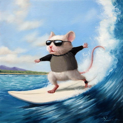 Surfs Up Black Ornate Wood Framed Art Print with Double Matting by Heffernan, Lucia