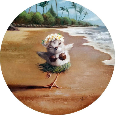 Hula Chick Black Ornate Wood Framed Art Print with Double Matting by Heffernan, Lucia