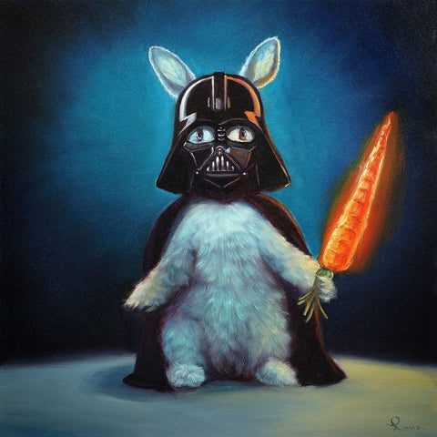 Bunny Vader Black Modern Wood Framed Art Print by Heffernan, Lucia