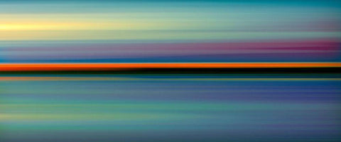 Red Line Horizon White Modern Wood Framed Art Print with Double Matting by Hile, Scott