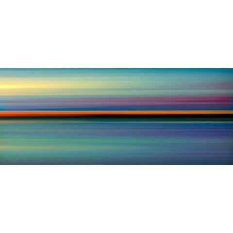 Red Line Horizon Black Modern Wood Framed Art Print with Double Matting by Hile, Scott
