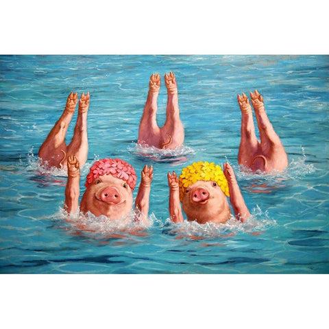 Water Ballet Gold Ornate Wood Framed Art Print with Double Matting by Heffernan, Lucia