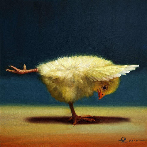Yoga Chick Balancing Beam Black Modern Wood Framed Art Print with Double Matting by Heffernan, Lucia