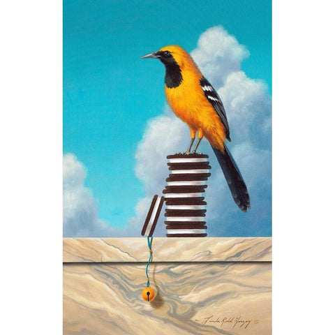 Oriole Oreos Black Modern Wood Framed Art Print with Double Matting by Herzog, Linda Ridd