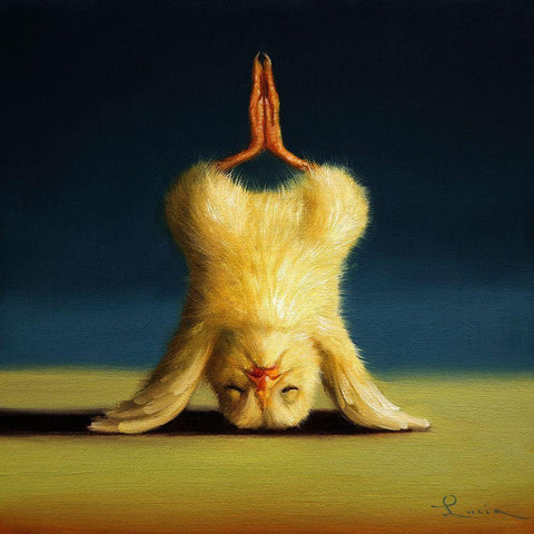 Yoga Chick Lotus Headstand White Modern Wood Framed Art Print with Double Matting by Heffernan, Lucia