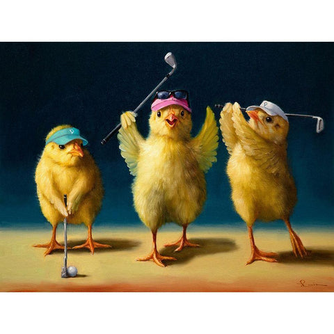 Yoga Chicks Golf Chicks Black Modern Wood Framed Art Print with Double Matting by Heffernan, Lucia