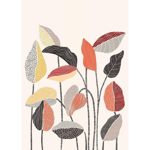 Happy Leaves A Black Modern Wood Framed Art Print with Double Matting by Horvat, Ioana