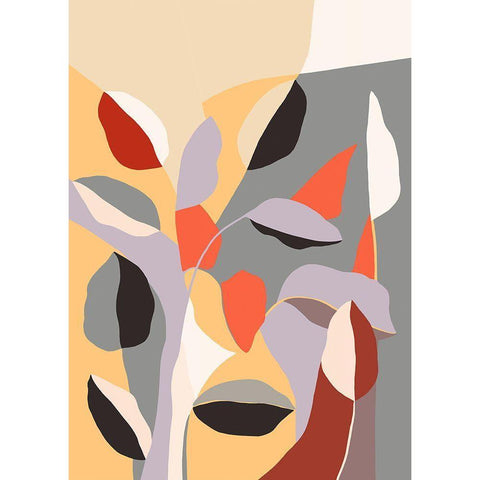 Happy Leaves B Black Modern Wood Framed Art Print by Horvat, Ioana