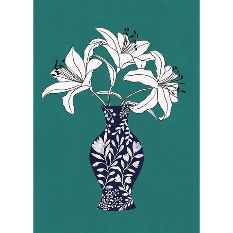 Lily On Teal Black Modern Wood Framed Art Print by Horvat, Ioana