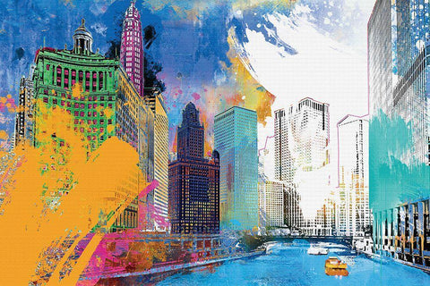 Chicago Impression White Modern Wood Framed Art Print with Double Matting by Hastings, Porter