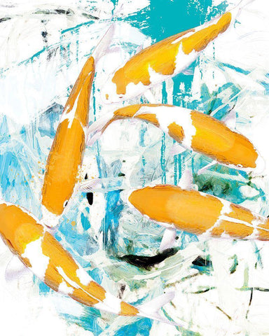 Winter Koi 1 White Modern Wood Framed Art Print with Double Matting by Hastings, Porter