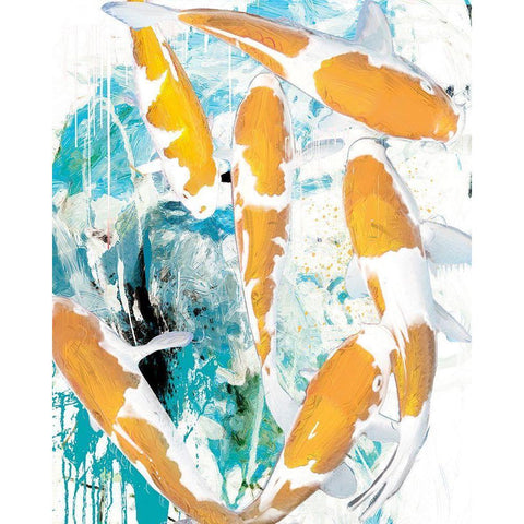 Winter Koi 2 Black Modern Wood Framed Art Print by Hastings, Porter