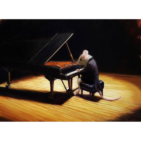 Little Pianist White Modern Wood Framed Art Print by Heffernan, Lucia