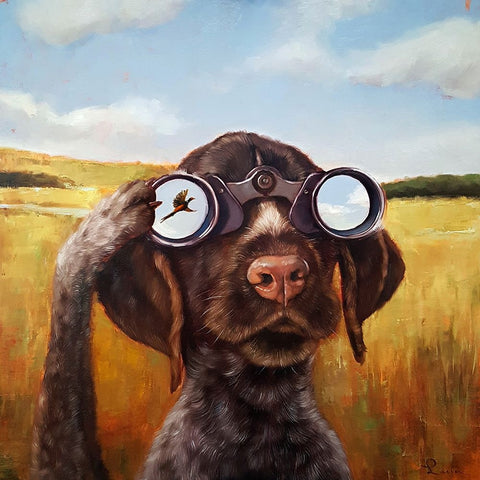 Bird Dog Black Modern Wood Framed Art Print by Heffernan, Lucia