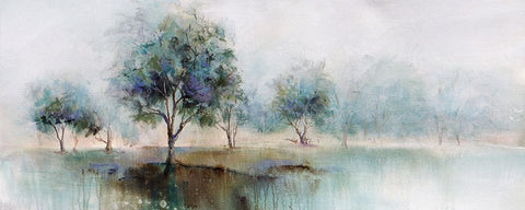 Early Morning In The Orchard White Modern Wood Framed Art Print with Double Matting by Hale, Karen