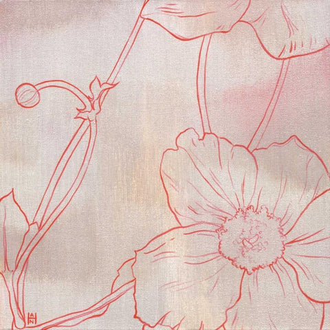 Anemone I White Modern Wood Framed Art Print with Double Matting by Han, Stephanie